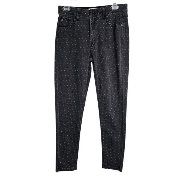 KanCan Denim - KANCAN Skinny Jeans Mid Rise Pants BLACK w POLKA DOTS size 9/28 Preppy Chic Cute